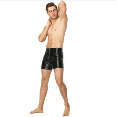 Night Club Butt Cheek Shorts Faux Leather Steampunk Matt PU Pants Men PQN927
