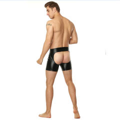 Night Club Butt Cheek Shorts Faux Leather Steampunk Matt PU Pants Men PQN927