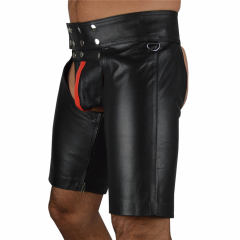 Matt PU Night Club Shorts Faux Leather Open Crutch Steampunk Pants Men PQN926