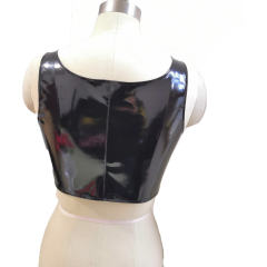 Women Faux Leather Club Vest Wetlook PVC Steampunk Crop Tops PQLK1115B