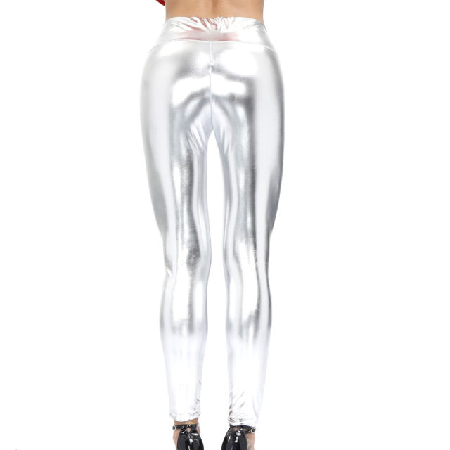 Steampunk PVC Club Pants Faux Leather Wetlook Trousers For Women PQLK1116C