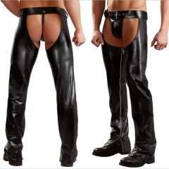 Fetish PU Pants For Men Steampunk Trousers Faux Leather Club Wear PQLKN935