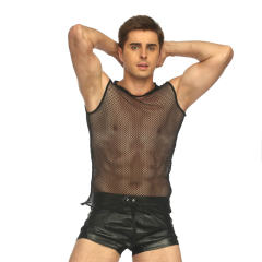 Night Club Wear Fetish Vest For Men Sheer Mesh Tops PQLKN952