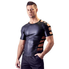 Hollow Out Fetish PVC Vest Night Club Wear For Men Faux Leather Tops PQN960