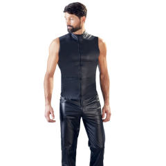 Sleeveless Faux Leather Night Club Shirts Matt PVC Steampunk Tops PQN977