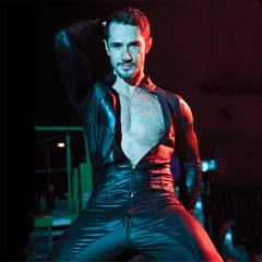 Faux Leather Zipper Jumpsuit Men Steampunk Zentai PU Club Catsuit PQLKN985