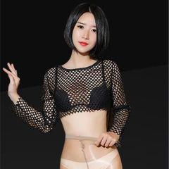 Long-sleeved Loose Crop Tops Women Sexy Summer Club Vest PQLK1107A