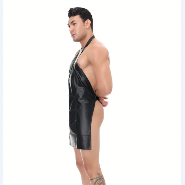 PU Fetish Apron For Men Steampunk Lingerie Faux Leather Club Wear PQLKN978