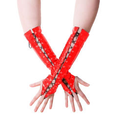 Steampunk PVC Night Club Wear Wetlook Fetish Lace-up Gloves PQLK1103B