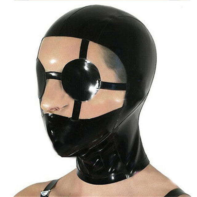 Mesh Fetish Steampunk Mask Wetlook PVC Night Club Head Wear PQLKN994
