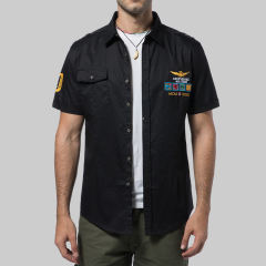 Black Summer Casual Shirts Short Sleeve Men Fashion Tops PQ18006A