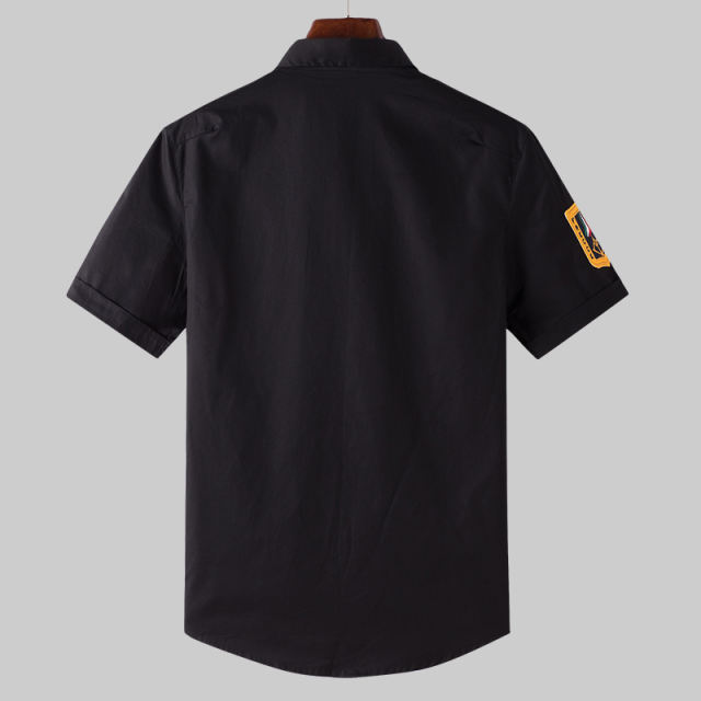 Black Summer Casual Shirts Short Sleeve Men Fashion Tops PQ18006A