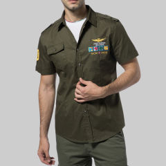 Black Summer Casual Shirts Short Sleeve Men Fashion Tops PQ18006A