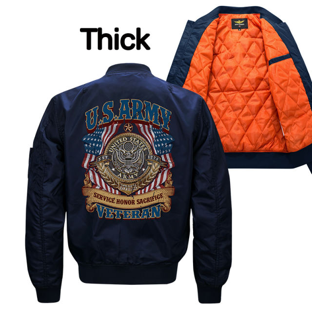 Dark Blue Casual Pilot Jacket Plus Size Baseball Wear Men Sport Coat PQM835C