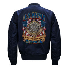 Dark Blue Casual Pilot Jacket Plus Size Sport Coat Men's Baseball Wear PQM722C