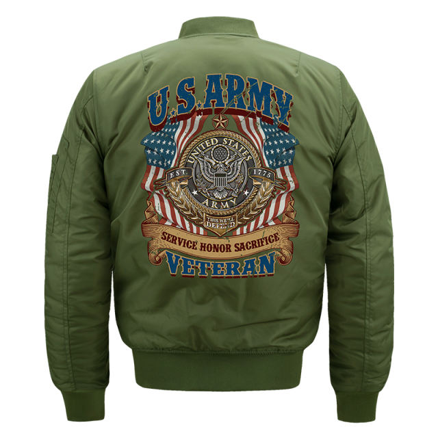 Army Green Casual Pilot Jacket Plus Size Sport Coat Men's Baseball Wear PQM722B
