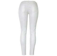 Women Low Waist PU Pants Zipper Leather Bubble Butt Trousers PQTOP300