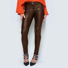 Bubble Butt Faux Leather Trousers Women Sexy Low Waist PU Pants PQTOP232