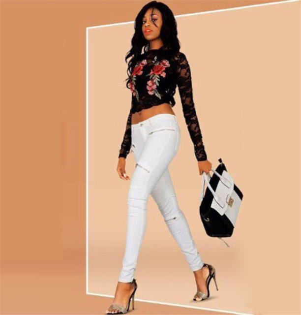 Women Low Waist PU Pants Zipper Leather Bubble Butt Trousers PQTOP300