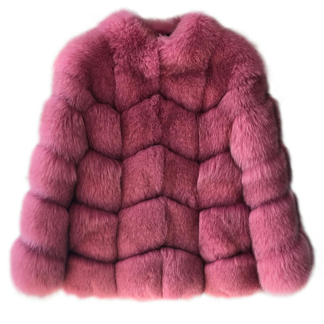Khaki Winter Fox Faux Fur Coat for Women Chic Fur Long Jackets PQFC014B