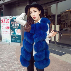 Wine Red Faux Fur Jacket Fox Fur Vest Women Mid-length Winter Coat PQ1422G