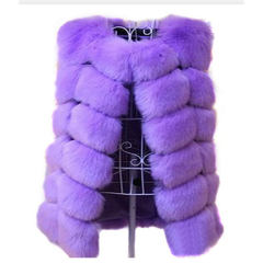 Wine Red Faux Fur Jacket Fox Fur Vest Women Mid-length Winter Coat PQ1422G