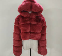 Women Sexy Fox Faux Fur Short Jackets Long Sleeve Hoodies Coat PQ00598
