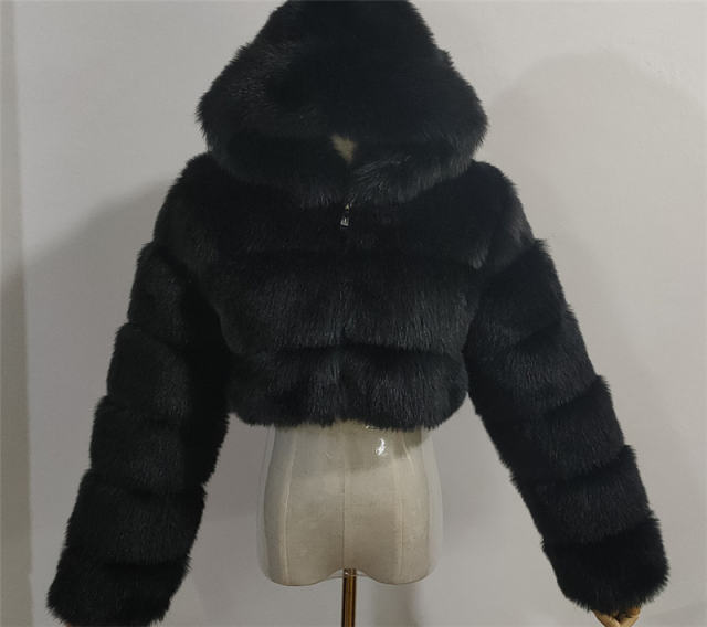 Women Long Sleeve Hoodies Jackets Sexy Fox Faux Fur Short Coat PQ00598