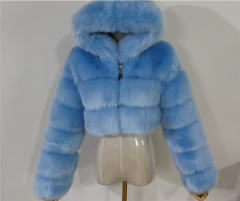 Sexy Fox Faux Fur Short Coat for Women Long Sleeve Hoodies Jackets PQ00598