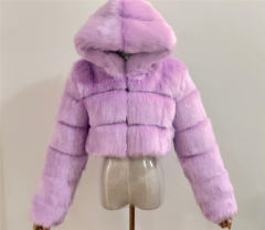 Sexy Fox Faux Fur Short Coat for Women Long Sleeve Hoodies Jackets PQ00598