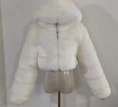 Sexy Women Fox Faux Fur Short Jackets Winter Hoodies Coat PQ00598