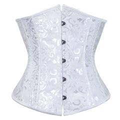 White Classic Court Girdle Bridal Corset Women Underbust Corselet PQ537E