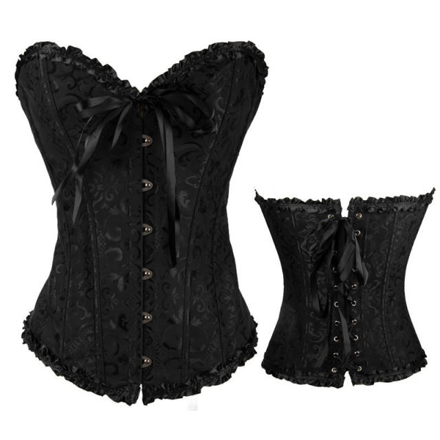 Black Bridal Corset Women Underbust Corselet Classic Court Bustiers PQ540A