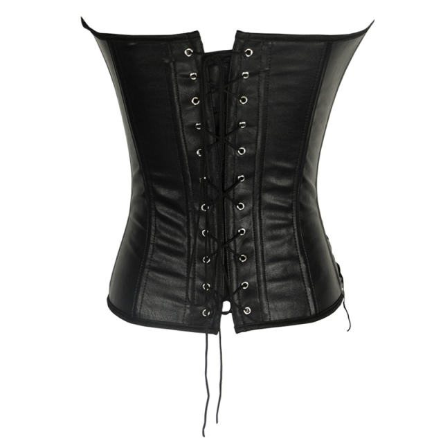 Sexy PU Gothic Corselet For Women Faux Leather Steampunk Corset PQ608B