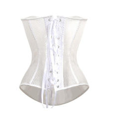 Black Mesh Bustiers Women Underbust Corselet Plus Size Hole Corset PQ621A
