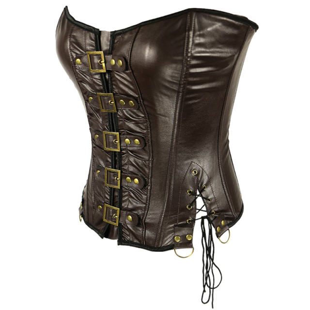 Faux Leather Steampunk Corset Wholesale Sexy Gothic Corselet For Women PQ608A