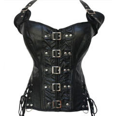 Sexy PU Gothic Corselet For Women Faux Leather Steampunk Corset PQ608B