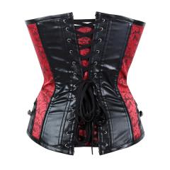 Black PU Steampunk Zipper Corset Faux Leather Gothic Corselet Sexy PQ683A