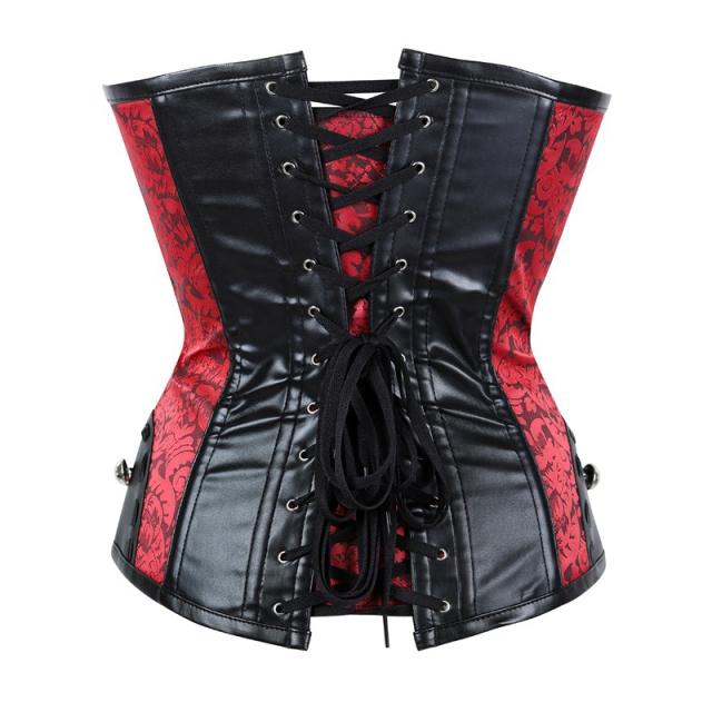 Black PU Steampunk Zipper Corset Faux Leather Gothic Corselet Sexy PQ683A