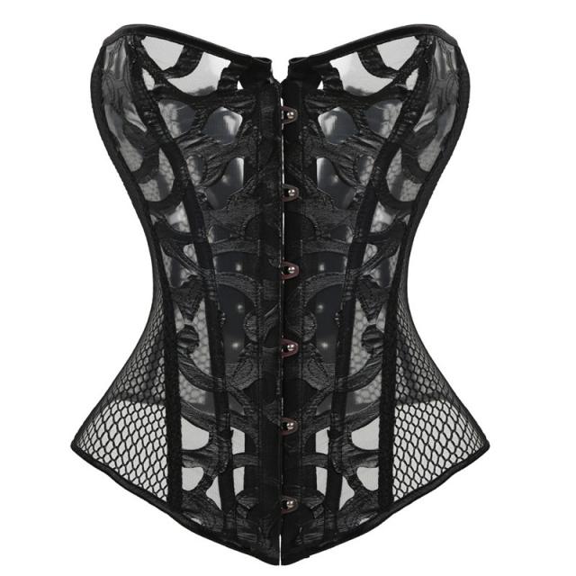 White Mesh Bustiers Women Underbust Corselet Plus Size Hole Corset PQ621B