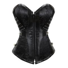Red PU Steampunk Zipper Corset Faux Leather Gothic Corselet Sexy PQ683B