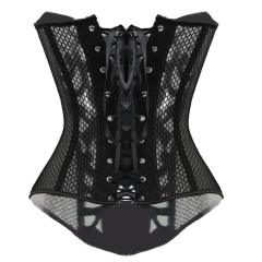 White Mesh Bustiers Women Underbust Corselet Plus Size Hole Corset PQ621B