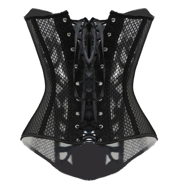 White Mesh Bustiers Women Underbust Corselet Plus Size Hole Corset PQ621B