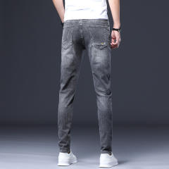 Grey Spring Jeans Fashion Men Casual Ripped Cropped Trousers Denim Pants PQYP304A