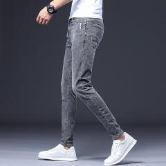 Blue Slim Spring Ripped Denim Pants Fashion Men Cotton Jeans PQYP303A