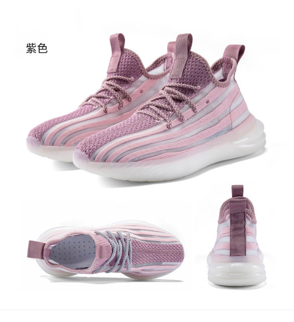 Hot Sale Wholesale fly weaving Men and Women Lightweight Sneakers Breathable Mesh Running popcorn sole Shoes MX-857B