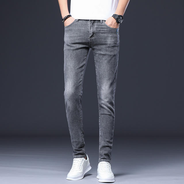 Blue Slim Spring Ripped Denim Pants Fashion Men Cotton Jeans PQYP303A