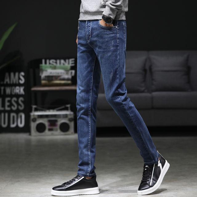 Dark Blue Fashion Washed Jeans Men Denim Pants Casual Trousers PQYP2835