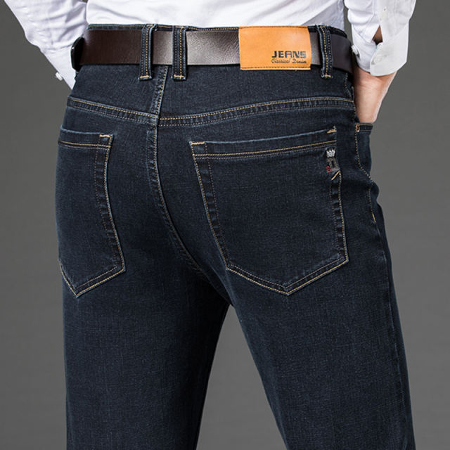 Blue Fashion Men Casual Trousers Plus Size Denim Pants Business Jeans PQYP2012A