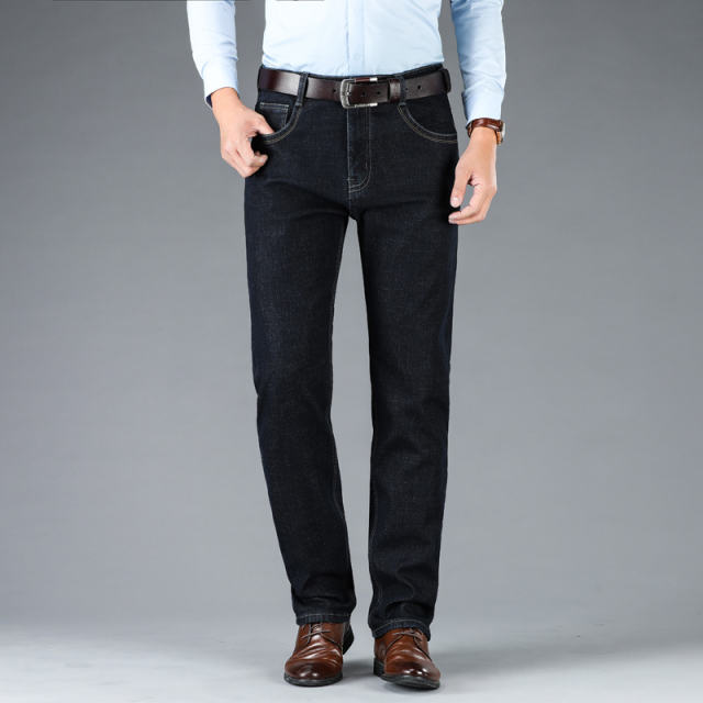 Black Fashion  Men Velvet Jeans Winter Casual Trousers Plus Size Denim Pants PQ5155B